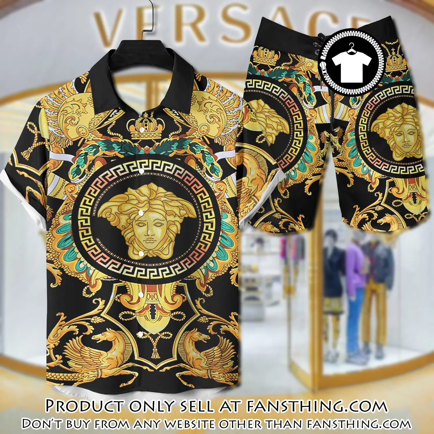 Versace luxury hawaiian shirt & short set lhs1211 fst5117304